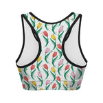 Polygon Tulip Pattern Print Women's Sports Bra
