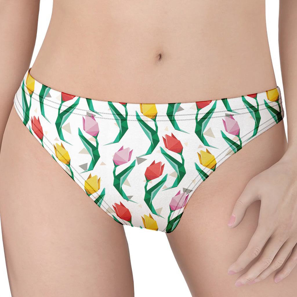 Polygon Tulip Pattern Print Women's Thong