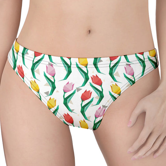 Polygon Tulip Pattern Print Women's Thong