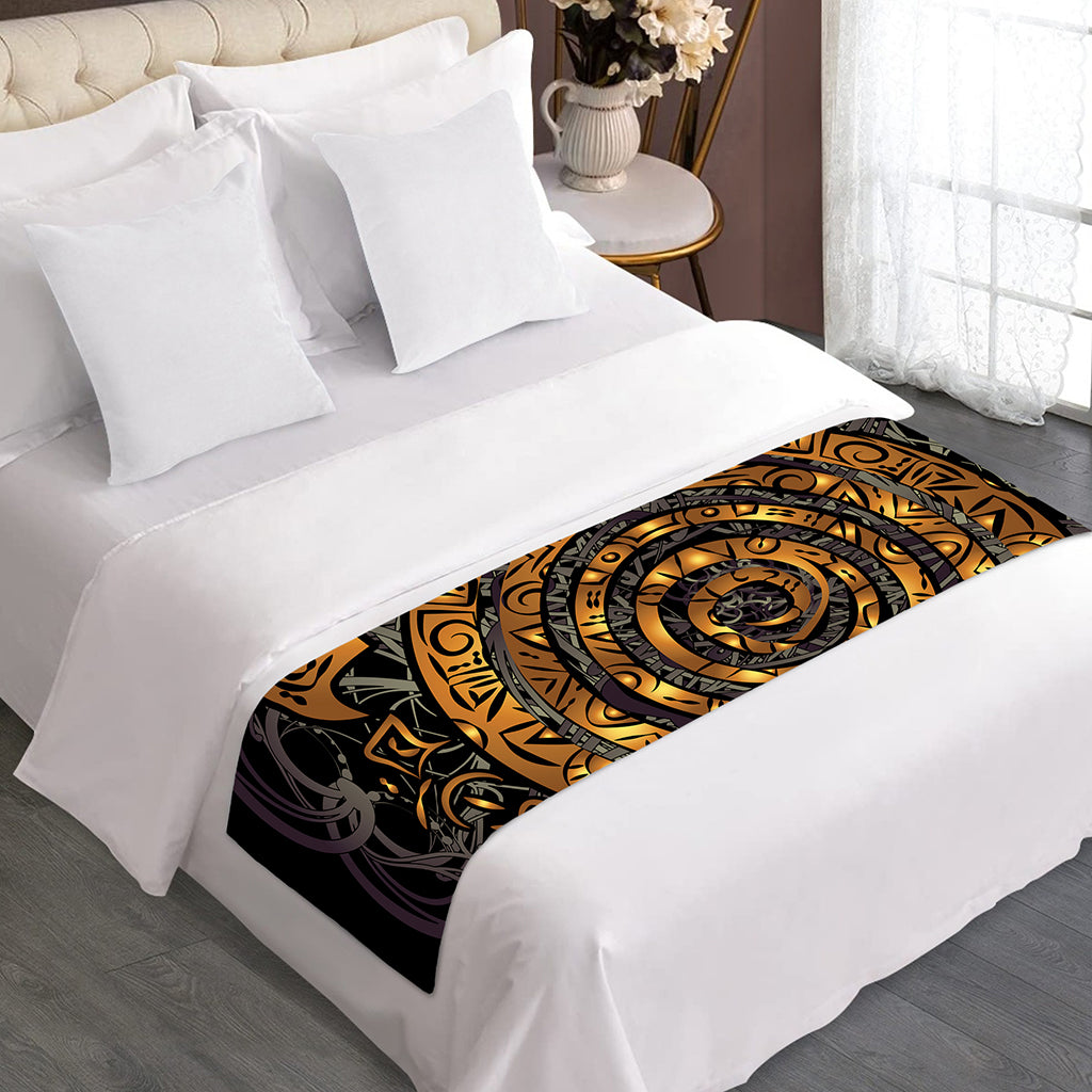 Polynesian Sea Turtle Print Bed Runner