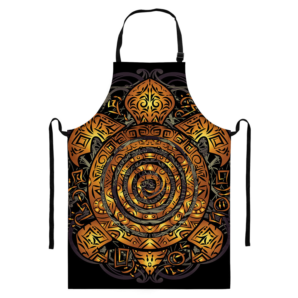 Polynesian Sea Turtle Print Bib Apron With Pocket