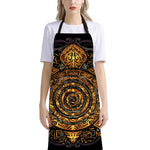 Polynesian Sea Turtle Print Bib Apron With Pocket