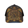 Polynesian Sea Turtle Print Black Mesh Trucker Hat