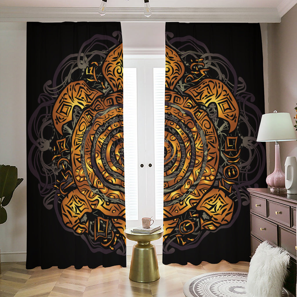 Polynesian Sea Turtle Print Blackout Pencil Pleat Curtains