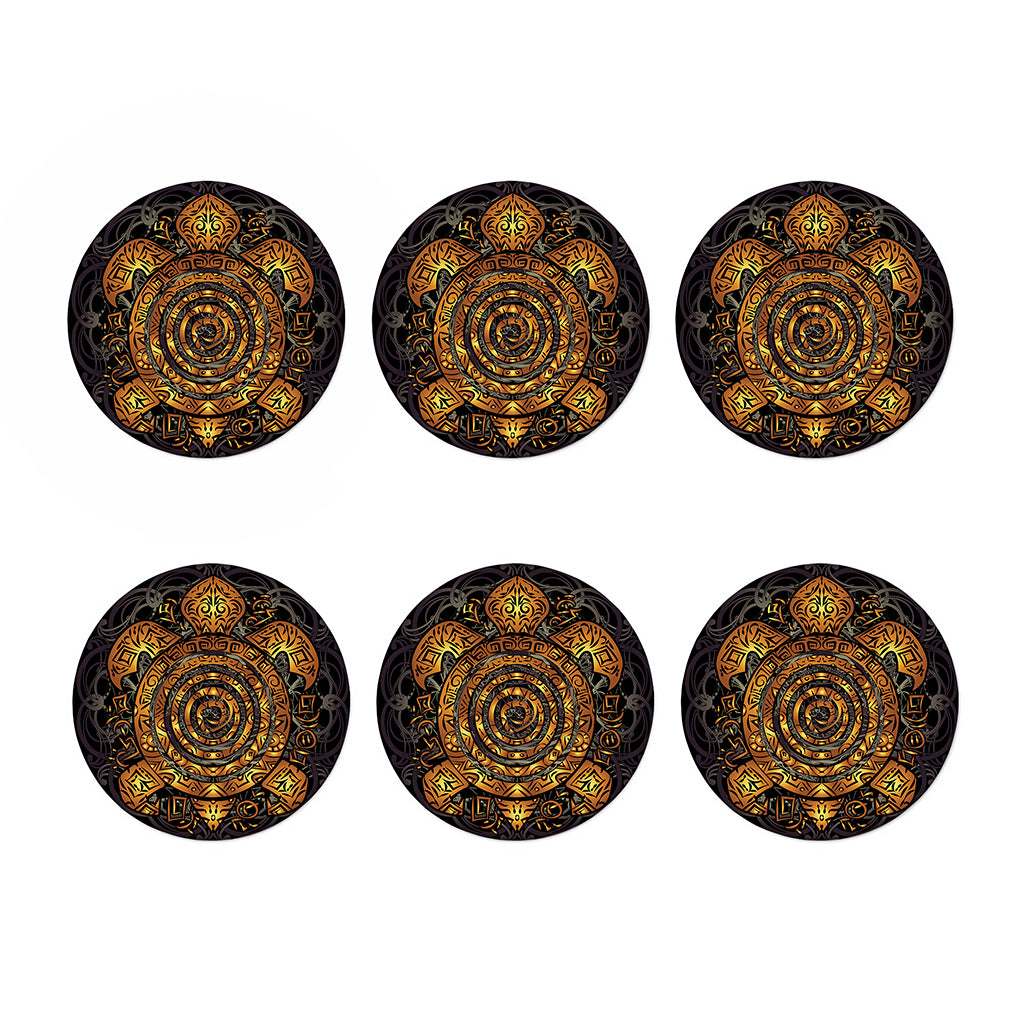 Polynesian Sea Turtle Print Coaster Set