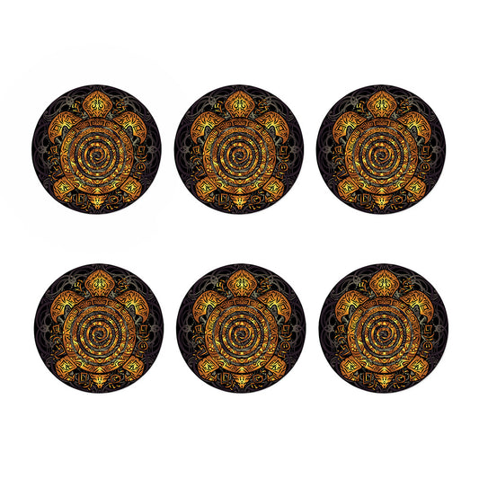 Polynesian Sea Turtle Print Coaster Set