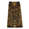 Polynesian Sea Turtle Print Cotton Front Slit Maxi Skirt