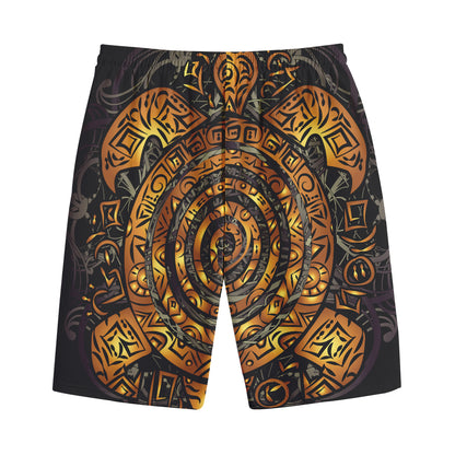 Polynesian Sea Turtle Print Cotton Shorts