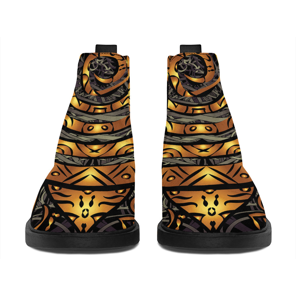 Polynesian Sea Turtle Print Flat Ankle Boots