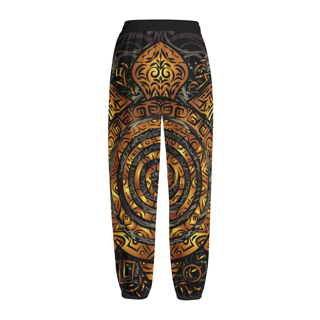 Polynesian Sea Turtle Print Fleece Lined Knit Pants