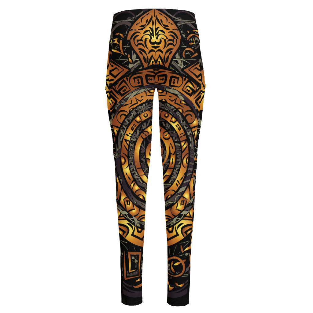 Polynesian Sea Turtle Print High-Waisted Pocket Leggings