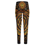 Polynesian Sea Turtle Print High-Waisted Pocket Leggings