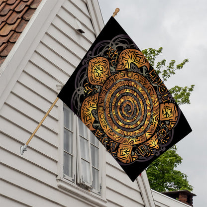 Polynesian Sea Turtle Print House Flag