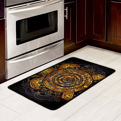 Polynesian Sea Turtle Print Kitchen Mat