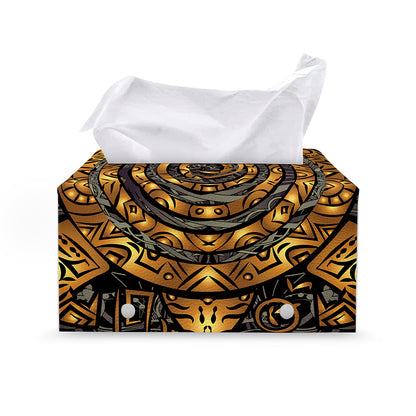 Polynesian Sea Turtle Print Leather Tissue Box Cover