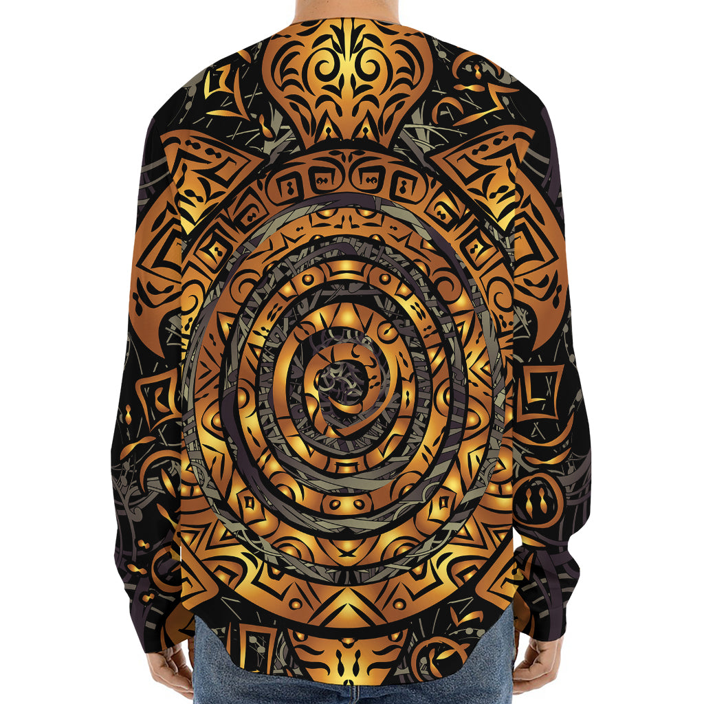 Polynesian Sea Turtle Print Long Sleeve Baseball Jersey