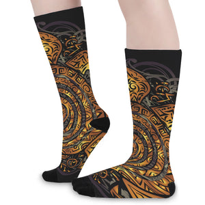 Polynesian Sea Turtle Print Long Socks