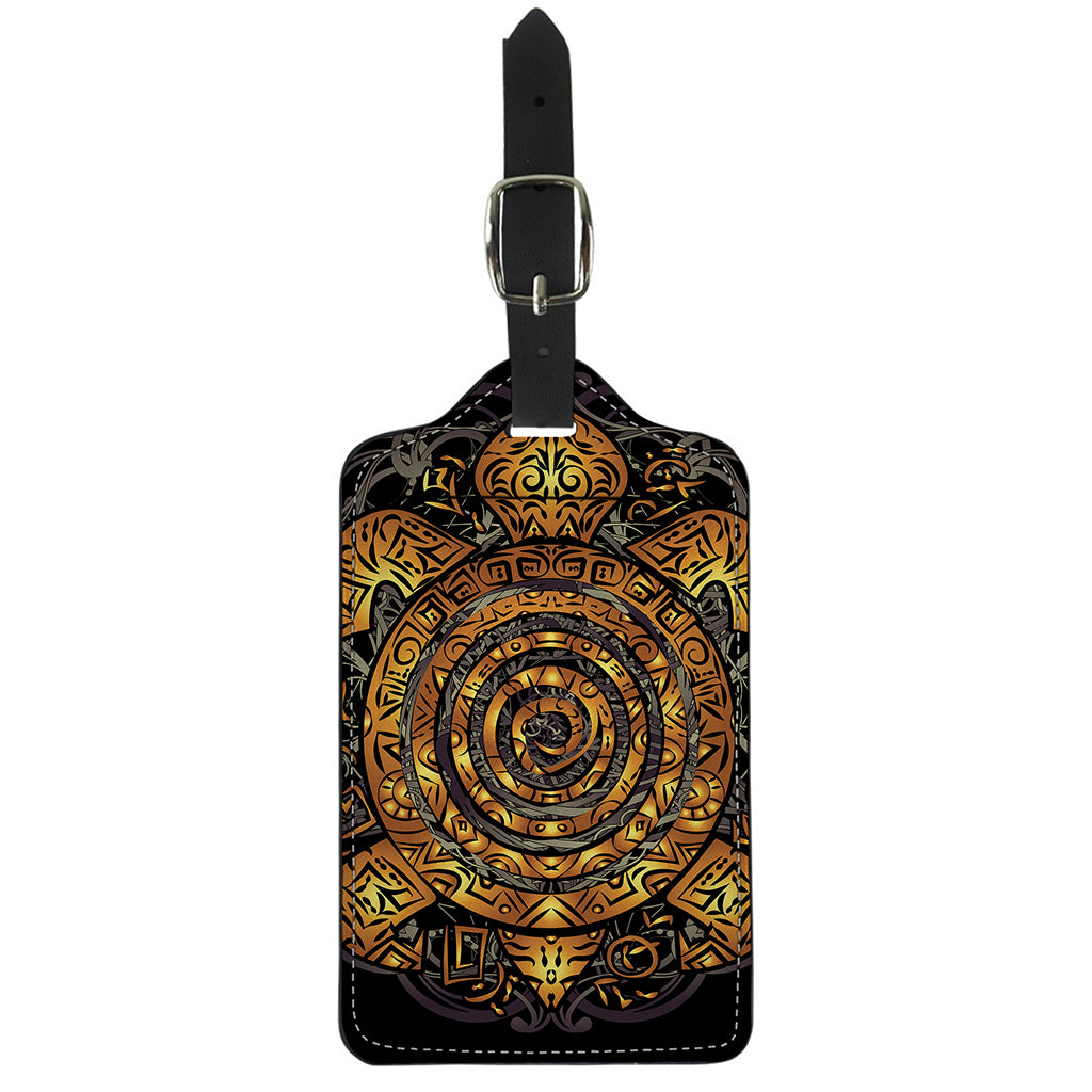 Polynesian Sea Turtle Print Luggage Tag