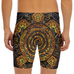 Polynesian Sea Turtle Print Men's Long Boxer Briefs
