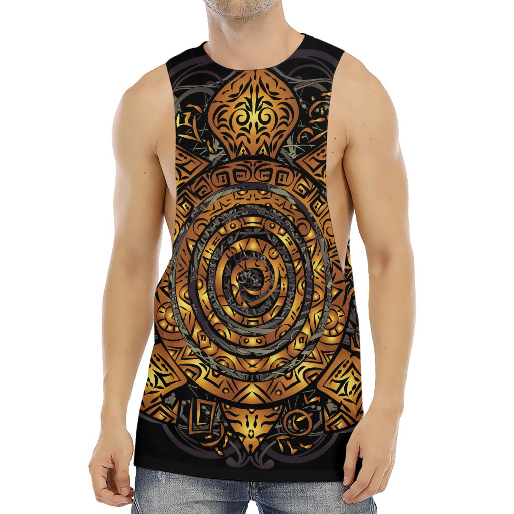 Polynesian Sea Turtle Print Men's Muscle Tank Top