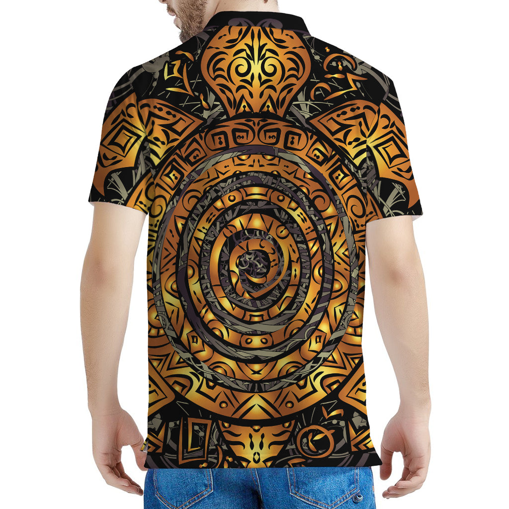 Polynesian Sea Turtle Print Men's Polo Shirt