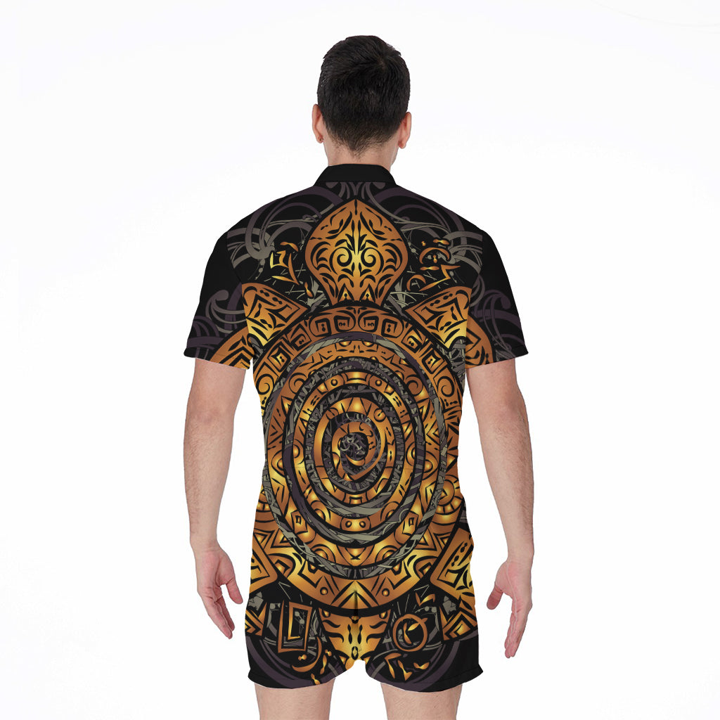 Polynesian Sea Turtle Print Men's Rompers