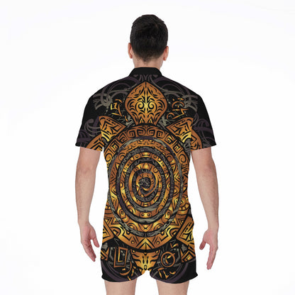 Polynesian Sea Turtle Print Men's Rompers