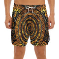 Polynesian Sea Turtle Print Men's Split Running Shorts