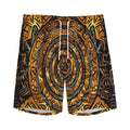 Polynesian Sea Turtle Print Men's Athletic Shorts