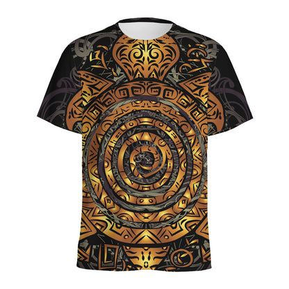 Polynesian Sea Turtle Print Men's Sports T-Shirt