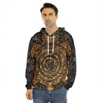 Polynesian Sea Turtle Print Men's Velvet Pullover Hoodie