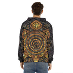 Polynesian Sea Turtle Print Men's Velvet Pullover Hoodie