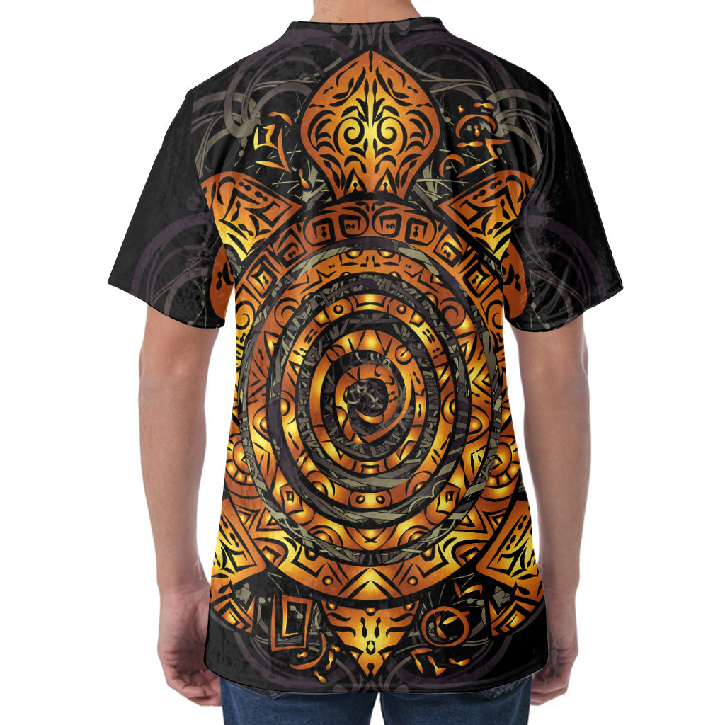 Polynesian Sea Turtle Print Men's Velvet T-Shirt