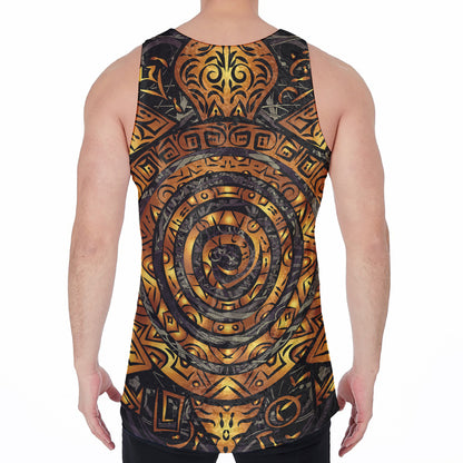 Polynesian Sea Turtle Print Men's Velvet Tank Top