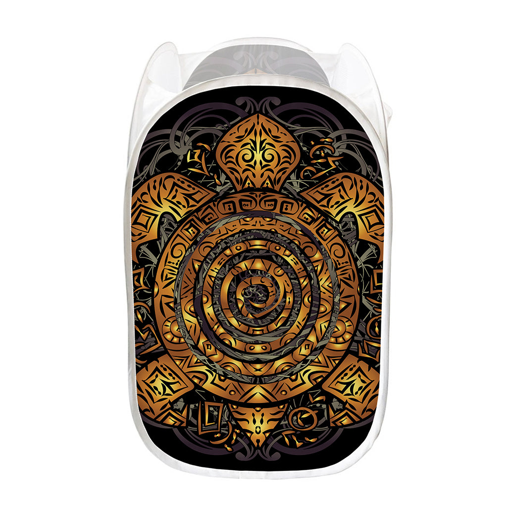 Polynesian Sea Turtle Print Mesh Laundry Hamper