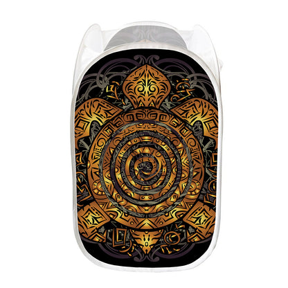 Polynesian Sea Turtle Print Mesh Laundry Hamper