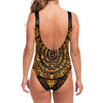 Polynesian Sea Turtle Print One Piece Swimsuit