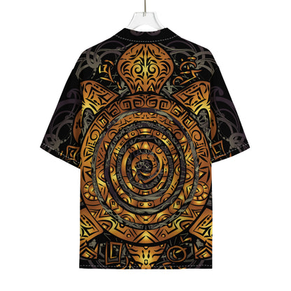 Polynesian Sea Turtle Print Rayon Hawaiian Shirt