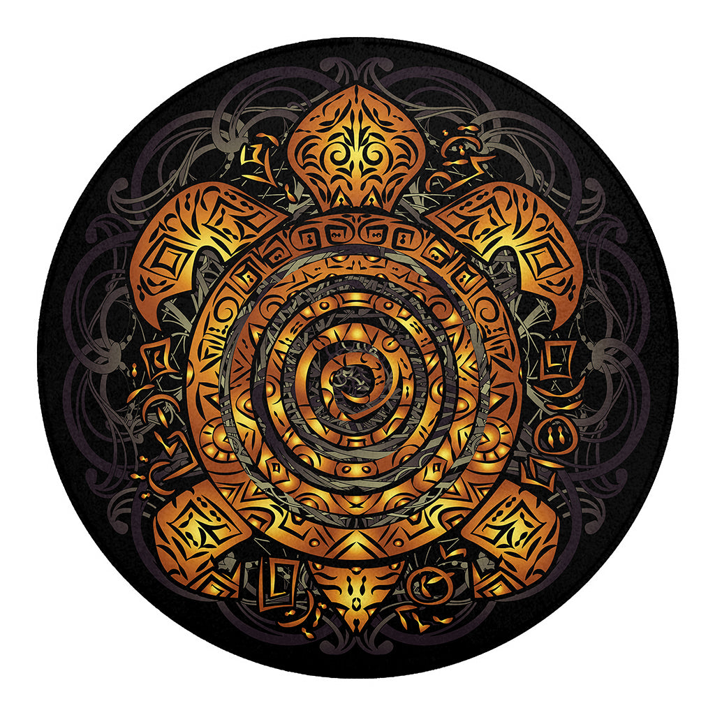 Polynesian Sea Turtle Print Round Blanket