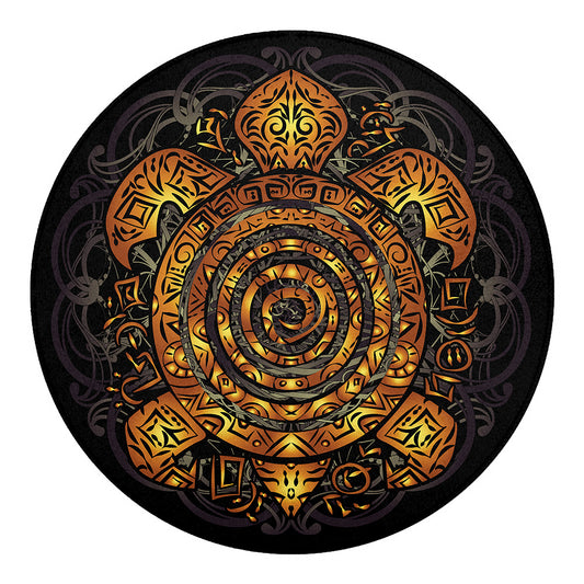 Polynesian Sea Turtle Print Round Blanket