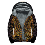 Polynesian Sea Turtle Print Sherpa Lined Zip Up Hoodie