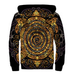 Polynesian Sea Turtle Print Sherpa Lined Zip Up Hoodie