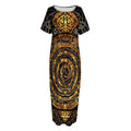 Polynesian Sea Turtle Print Short Sleeve Long Nightdress