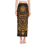 Polynesian Sea Turtle Print Side Slit Maxi Skirt