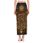 Polynesian Sea Turtle Print Side Slit Maxi Skirt