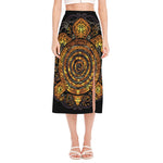 Polynesian Sea Turtle Print Side Slit Midi Skirt