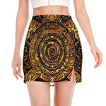 Polynesian Sea Turtle Print Side Slit Mini Skirt