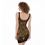 Polynesian Sea Turtle Print Sleeveless Bodycon Dress