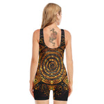 Polynesian Sea Turtle Print Sleeveless One Piece Swimsuit