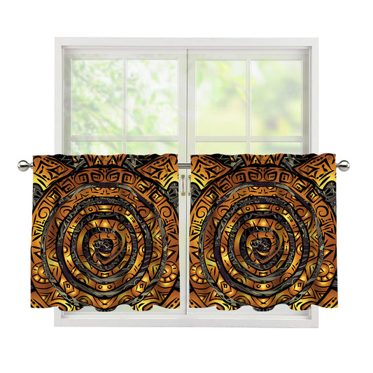 Polynesian Sea Turtle Print Tier Curtains